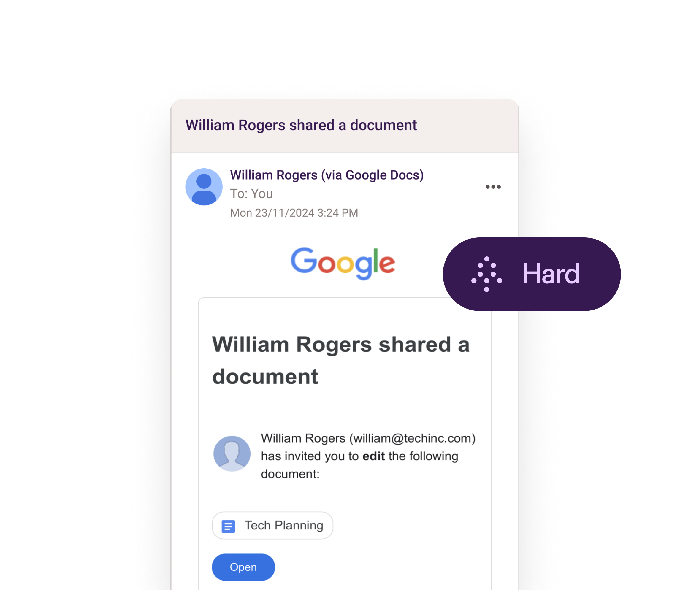 Hard email attack-simulation example